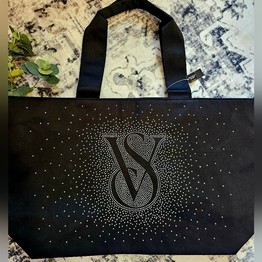 Victoria's Secret Crystal-Embellished Black Tote Bag